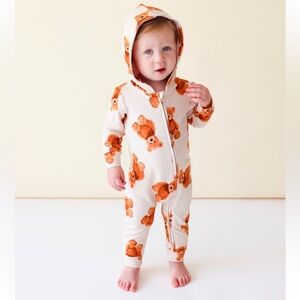 Posh Peanut Freddy Teddy Bamboo French Terry Zippered Hooded Romper 18-24m